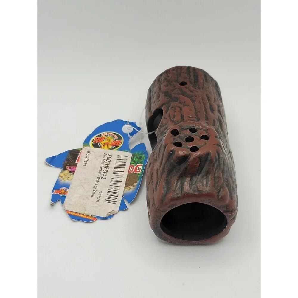 Zoo Med Ceramic Betta Log Aquarium Ornament Brown 4.25 in, Small